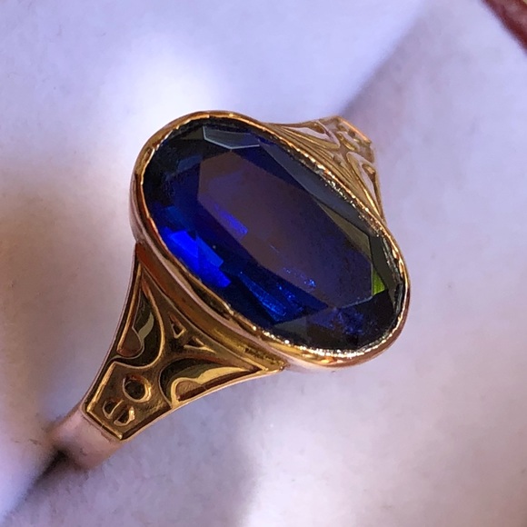 Russian | Jewelry | 4k Vintage Russian Rose Gold Blue Stone Ring | Poshmark